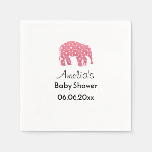 Serviette En Papier Eléphant Rose Personnalisé pour Baby Shower
