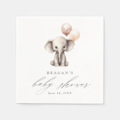 Serviette En Papier Eléphant simple avec ballons Baby shower neutre (Devant)