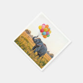 Serviette En Papier Elephant tenant un bouquet de ballon d'anniversair (Coin)