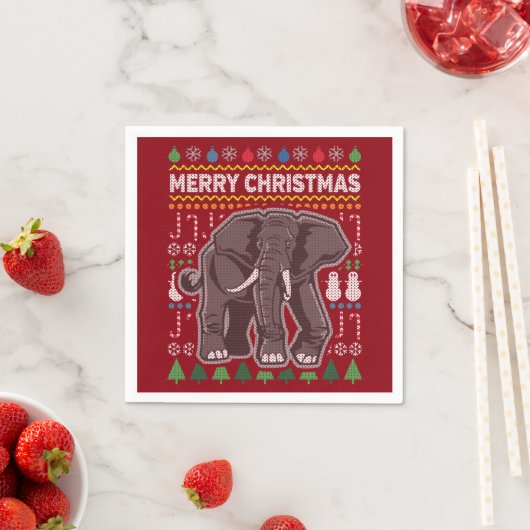Serviette En Papier Elephant Vilain Sweat de Noël (En situation)
