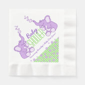 Serviette En Papier Eléphant violet vert nom baby shower serviettes (Devant)