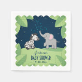 Serviette En Papier Eléphant & Zebra Safari Baby shower serviettes (Devant)