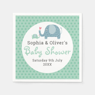 Serviette En Papier Éléphants à pois mignons pour Baby Shower de coupl