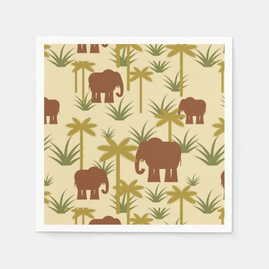 Serviette En Papier Elephants And Palms (Devant)
