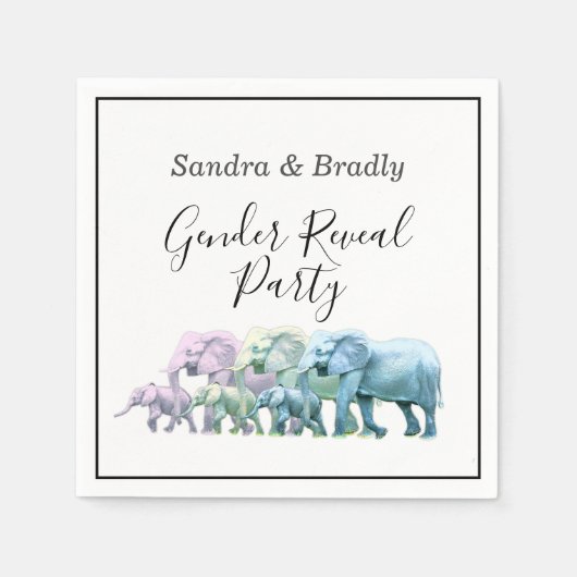 Serviette En Papier Eléphants Bébé mignons modernes (Devant)