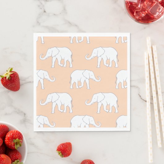 Serviette En Papier Eléphants blancs (En situation)