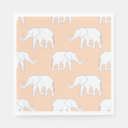 Serviette En Papier Eléphants blancs (Devant)