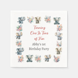 Serviette En Papier Eléphants & Boho Jungle Fleurs Anniversaire