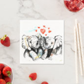 Serviette En Papier Eléphants Couple Love Napkins Peinture (En situation)