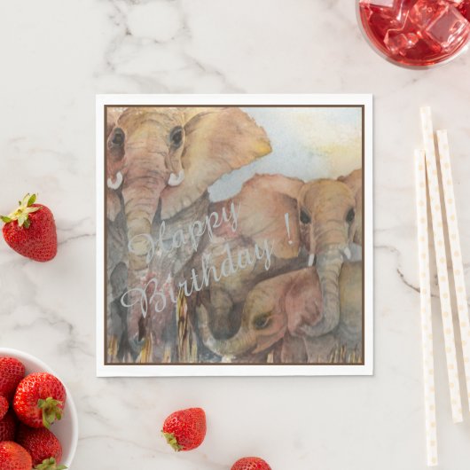 Serviette En Papier Elephants Joyeux 3ème anniversaire fête (En situation)
