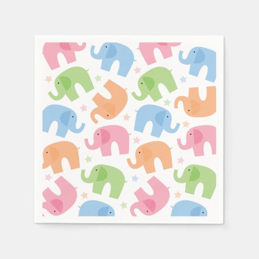 Serviette En Papier Eléphants Papier serviettes (Devant)