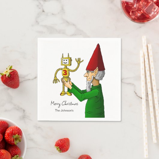 Serviette En Papier Elf & Robot sur papier (En situation)