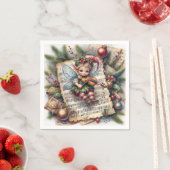 Serviette En Papier Elfe de Noël Jouer un violon (En situation)