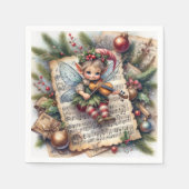 Serviette En Papier Elfe de Noël Jouer un violon (Devant)