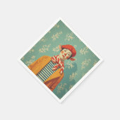Serviette En Papier Elfe de Noël rétro Whimsical (Coin)