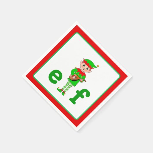 Serviette En Papier Elfe musical de Noël moderne (Coin)