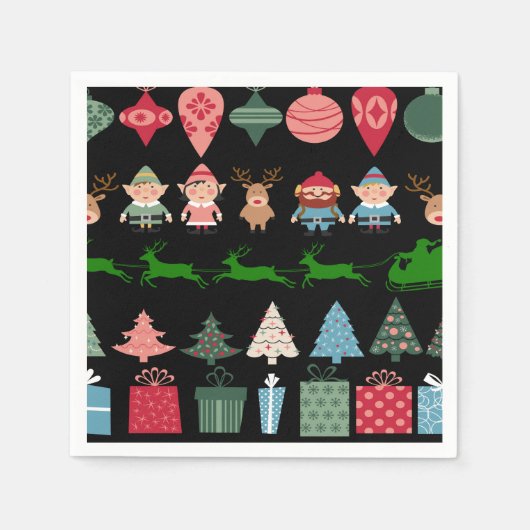 Serviette En Papier Elfes de Noël et plus (Devant)