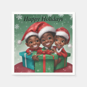 Serviette En Papier Elfs de Noël afro-américains