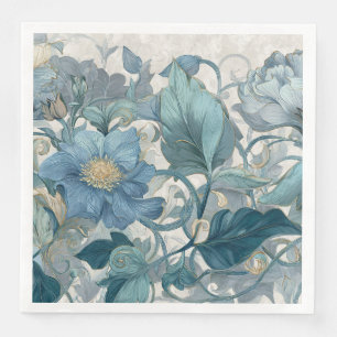 Serviette En Papier Elise Bleu Nouveau Jardin Floral
