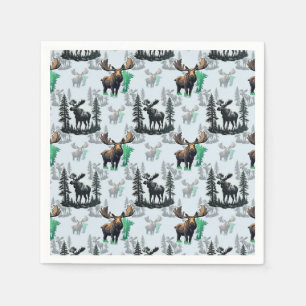 Serviette En Papier Elk Moose Antlers Deer Design Motif