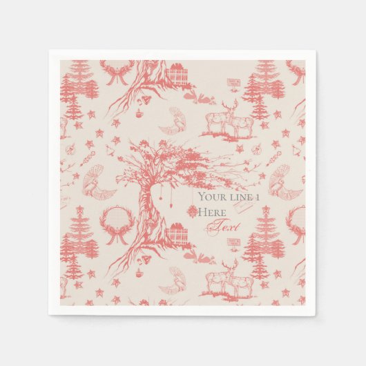 Serviette En Papier Elk Woods French Toile en rouge (Devant)
