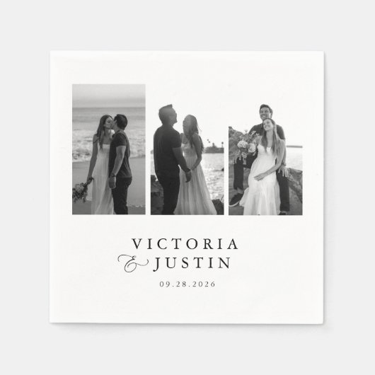 Serviette En Papier ELLA Modern 3 Mariage photo (Devant)