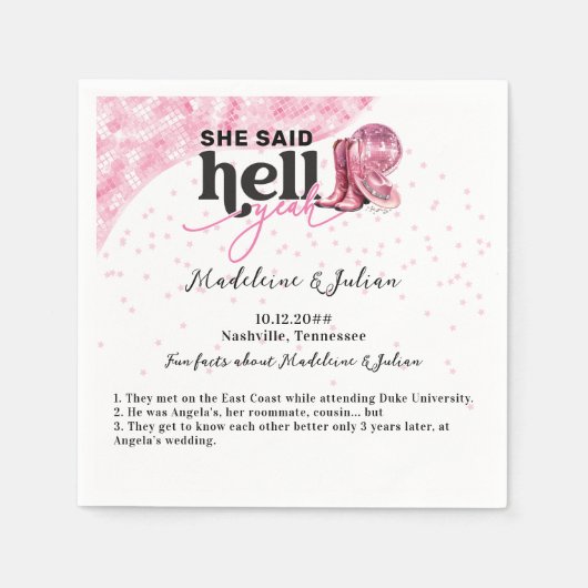 Serviette En Papier Elle A Dit Enfer Ouais Rose Western Booth Casquett (Devant)