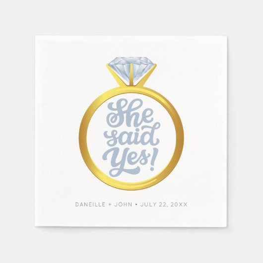 Serviette En Papier Elle A Dit Oui Belle Partie D'Engagement (Devant)