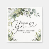 Serviette En Papier Elle A Dit Oui Belle Partie D'Engagement (Devant)