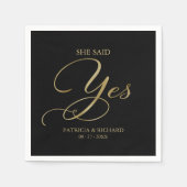 Serviette En Papier Elle A Dit Oui Black Gold (Devant)