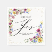 Serviette En Papier Elle A Dit Oui Boho Fleur sauvage Engagement Party (Devant)