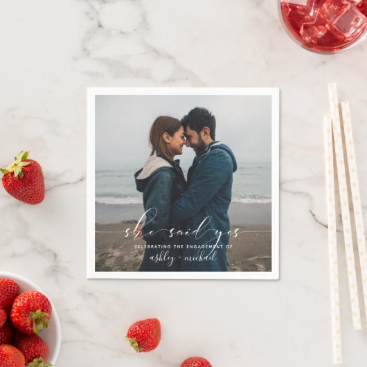 Serviette En Papier Elle A Dit Oui Calligraphie (En situation)