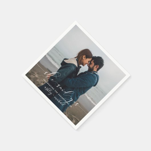 Serviette En Papier Elle A Dit Oui Calligraphie (Coin)