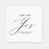 Serviette En Papier Elle a dit oui Chic Script Engagement  (Devant)