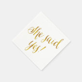 Serviette En Papier Elle A Dit Oui Citer Faux Gold Foil Metallic Desig (Coin)