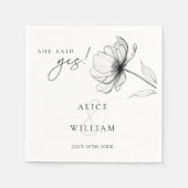 Serviette En Papier Elle A Dit Oui Élégante Partie D'Engagement Floral (Devant)