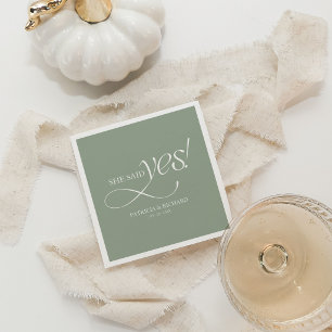 Serviette En Papier Elle a dit oui Fête de fiançailles minimaliste mod