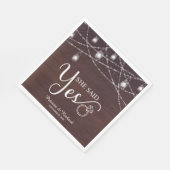 Serviette En Papier Elle a dit oui Fête de fiançailles rustique (Coin)