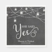 Serviette En Papier Elle a dit oui Fête de fiançailles rustique en cra (Devant)