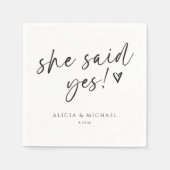 Serviette En Papier Elle A Dit Oui Fête des mariées Écriture Moderne (Devant)