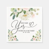 Serviette En Papier Elle A Dit Oui Fiançailles Florales (Devant)