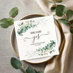 Serviette En Papier Elle a dit oui Greenery Or Engagement