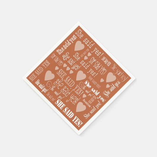 Serviette En Papier Elle A Dit Oui Moyen Terra Cotta (Coin)