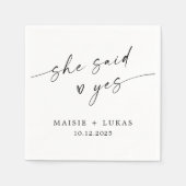 Serviette En Papier Elle A Dit Oui Parti Engagement Moderne Naples (Devant)