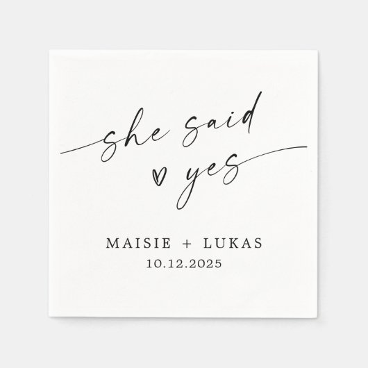 Serviette En Papier Elle A Dit Oui Parti Engagement Moderne Naples (Devant)