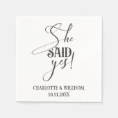 Serviette En Papier Elle A Dit Oui Partie Engagement (Devant)