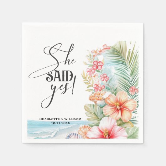 Serviette En Papier Elle A Dit Oui Partie Engagement (Devant)