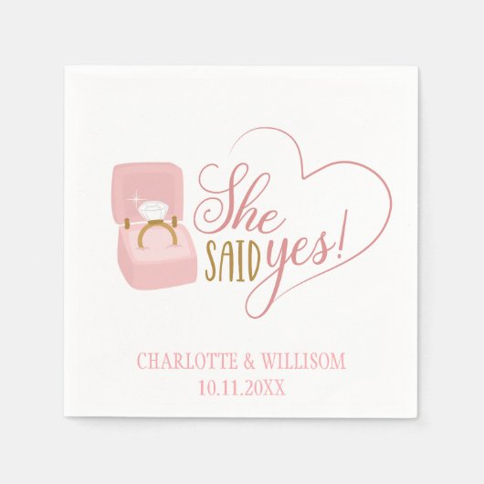 Serviette En Papier Elle A Dit Oui Partie Engagement (Devant)