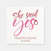 Serviette En Papier Elle A Dit Oui Partie Engagement (Devant)