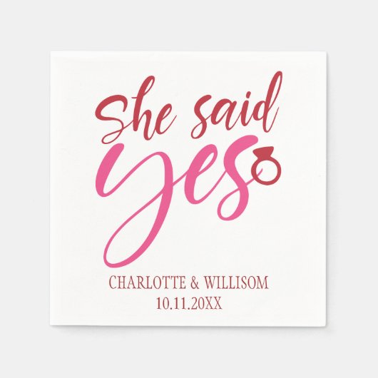 Serviette En Papier Elle A Dit Oui Partie Engagement (Devant)